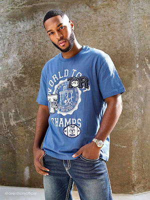 True Religion T-Shirt Ss World Tour Champs Vintage Navy