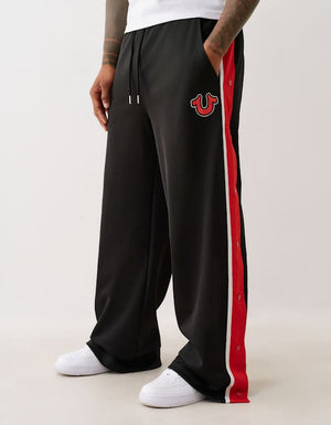 True Religion Snap Off Baggy Track Pants Jet Black