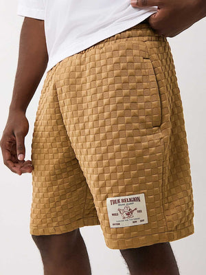 True Religion Shorts Checkered Quilt Chipmunk