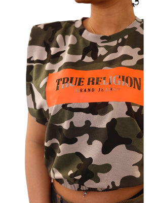 True Religion Padded Shoulder T-Shirt Camo-True Religion