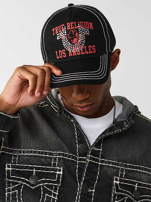 TRUE RELIGION CAP CRYSTAL HS TRUCKER JET BLACK