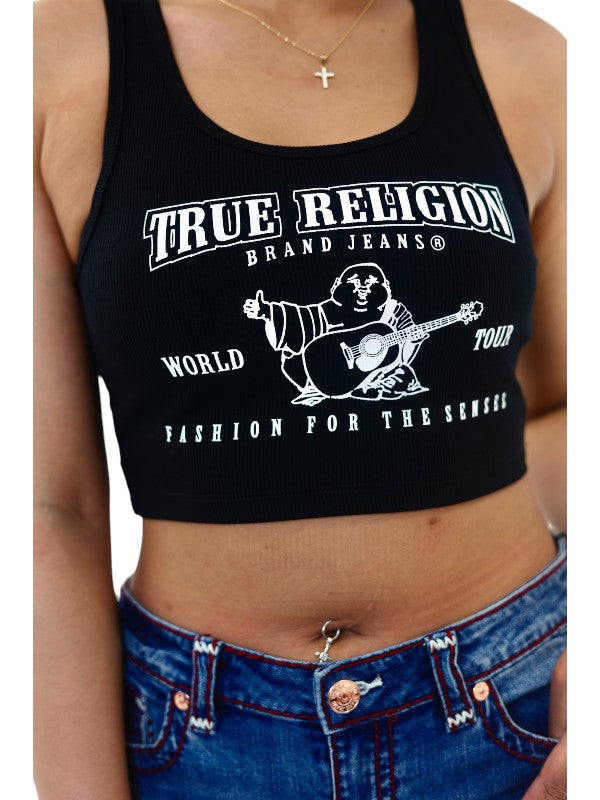 True Religion Bustier Tank Top Logo Black