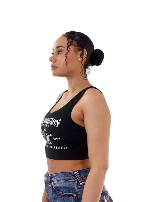 True Religion Bustier Tank Top Logo Black