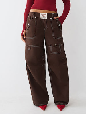 True Religion Pants Ripstop Tapered Baggy Chicory Coffee