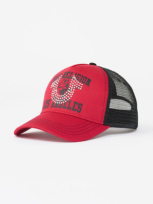 TRUE RELIGION CAP CRYSTAL HS TRUCKER TRV RED-JET BLACK