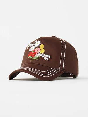 TRUE RELIGION CAP EMB FLOWER CHESTNUT
