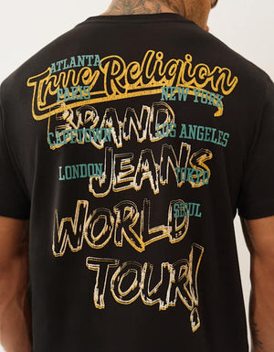 True Religion Ss Crinkle Paint Tee Jet Black