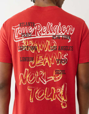 True Religion Ss Crinkle Paint Tee Trv Red
