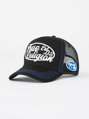 TRUE RELIGION CAP CONTRAST TRUCKER JET BLACK