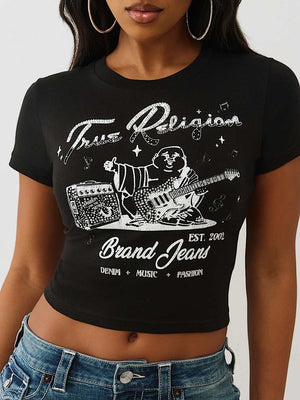True Religion T-Shirt Crystal Buddha Ss Baby Jet Black