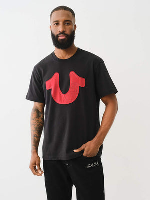 True Religion Crew SS Applique Tee Jet Black-True Religion