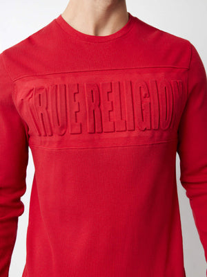 True Religion Crew Embossed LS Thermal Jester Red-True Religion
