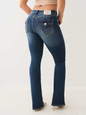 True Religion Jean Ladies Becca Big T MR Flap Bootcut Dark Shivering Wash-True Religion