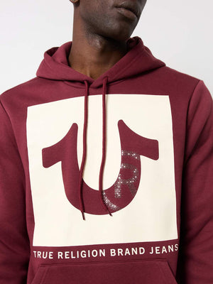 True Religion Sweater Registered Stud Pullover Hoodie Chocolate Truffle-True Religion