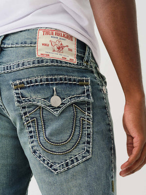 True Religion Jean Ricky Super T Flap 3 Colour Logo Medium Wash-True Religion