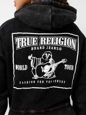 True Religion Sweater Washed Old Multi SRS Hoodie Jet Black-True Religion