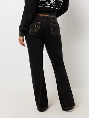 True Religion Jogger Washed Old Multi Low Rise Pants Jet Black-True Religion