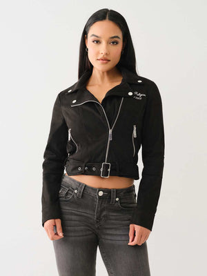 True Religion TR Faux Suede Jacket Jet Black-True Religion