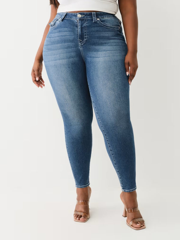 True Religion Becca Jeans Mid Rise Flap Bootcut Blue