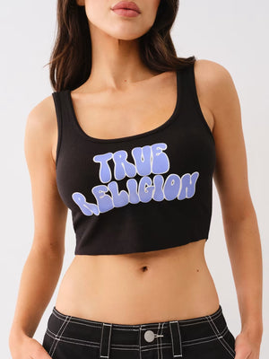 True Religion Rib Raw Hem Tank Jet Black-True Religion