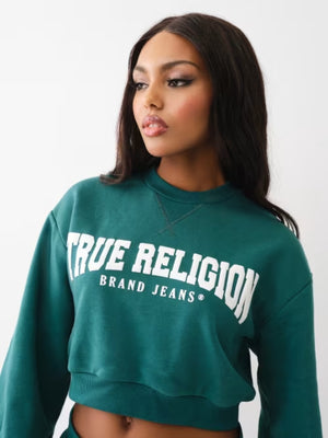 True Religion Sweater Ladies Arch Logo Bayberry-True Religion