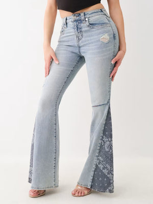 True Religion Jeans Paisley High Rise Flare Light Wash-True Religion