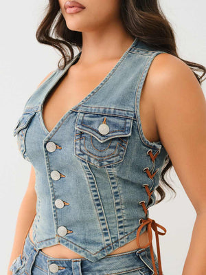 True Religion Lace Up Vest Ladies Penelope-True Religion
