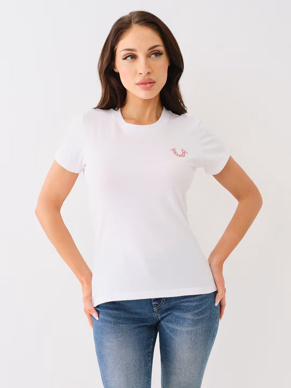 True Religion Horseshoe T-Shirt Crystal Optic White