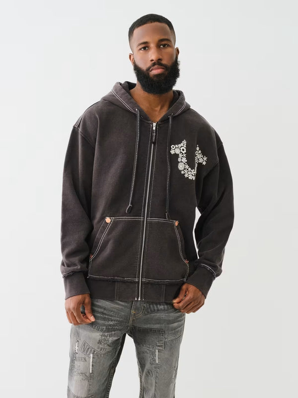 True Religion Relaxed Jacket Hoodie Jet Black