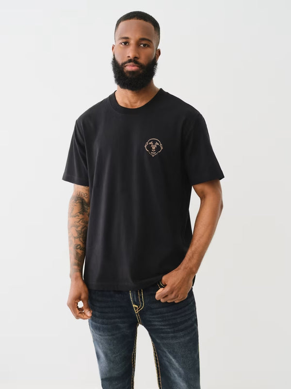 True Religion Give A Damn T-Shirt Flocked Black