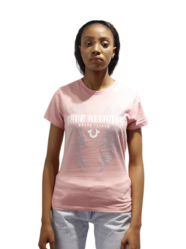 True Religion Crystal Wings T-Shirt Rosebud