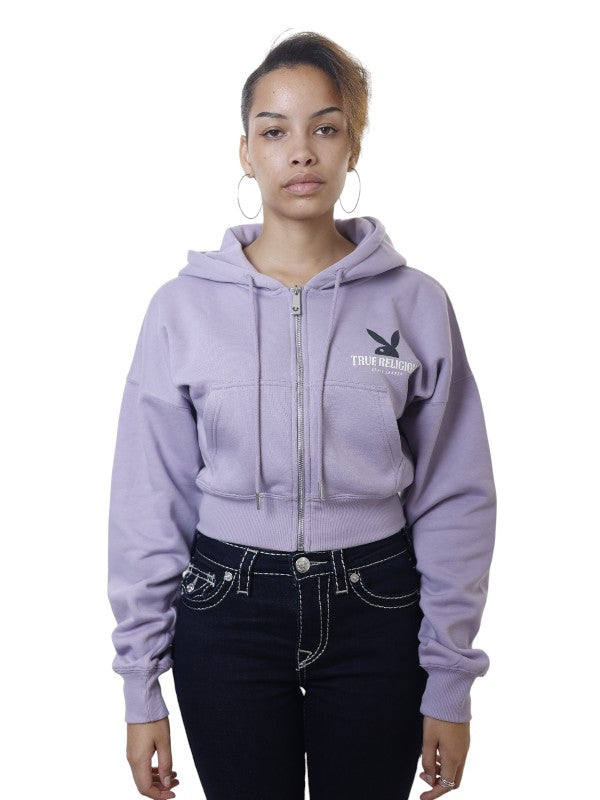 True Religion Full Zip Up Hoodie Lavender Aura