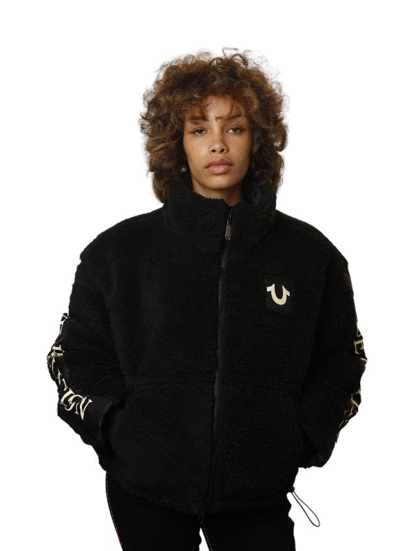 True Religion Puffer Jacket Panel Jet Black