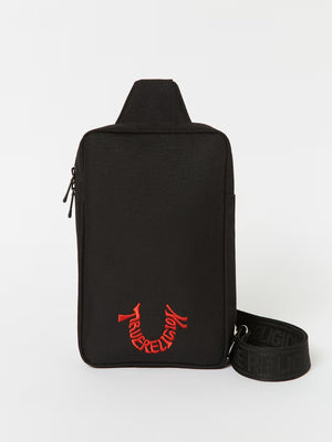 True Religion Sling Bag Embroidered Logo Black-True Religion