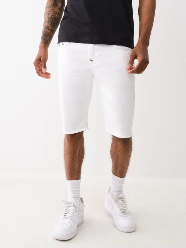 True Religion Rocco Shorts Super T Raw Hem Optic White