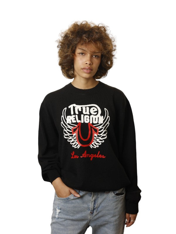 True Religion Oversized Sweater Winged Coal