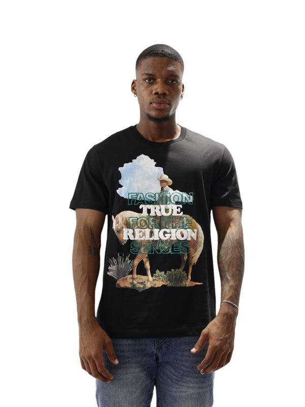 True Religion Waterbase T-Shirt Embro Cowboy Jet Black