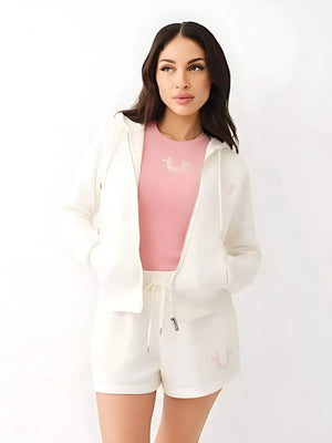 True Religion Jacket Embroidered Classic Hood Rosebud-True Religion