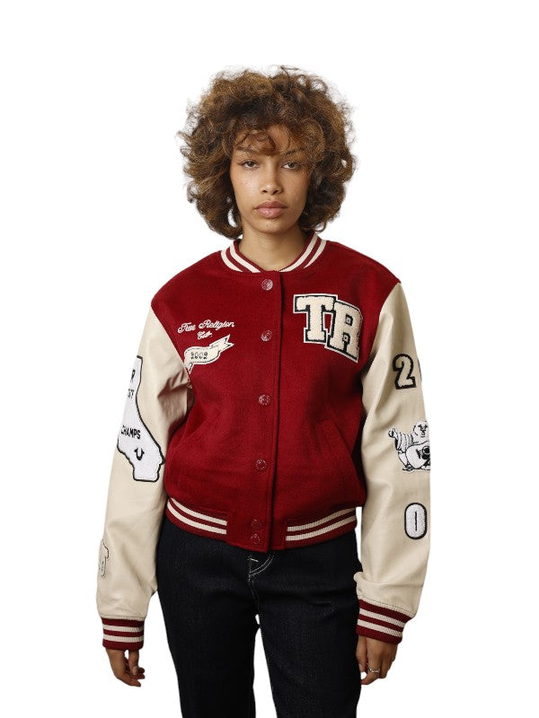 True Religion Varsity Jacket Tibetan Red