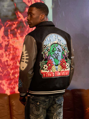 True Religion Bw Varsity Jacket Black-Granite Grey-True Religion