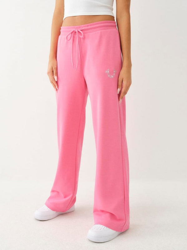 True Religion Crystal French Terry Track Pants Pink