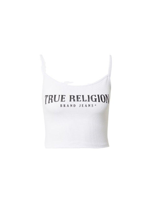 True Religion Crop Top Arched Logo White