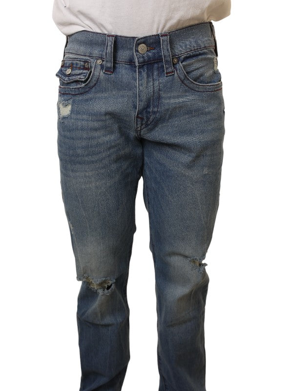 True Religion Geno Jeans Flap Inseam Rips Sandy Wash