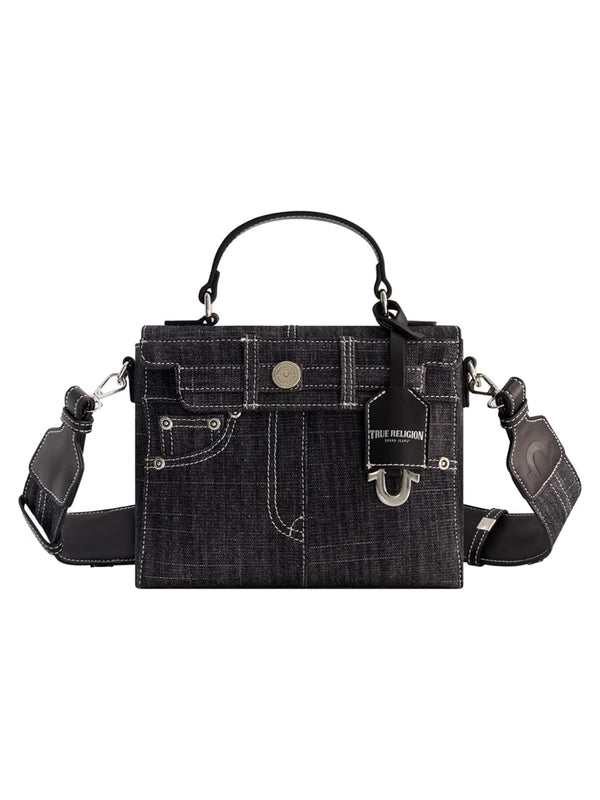 True Religion Mini Flap Bag Denim Black