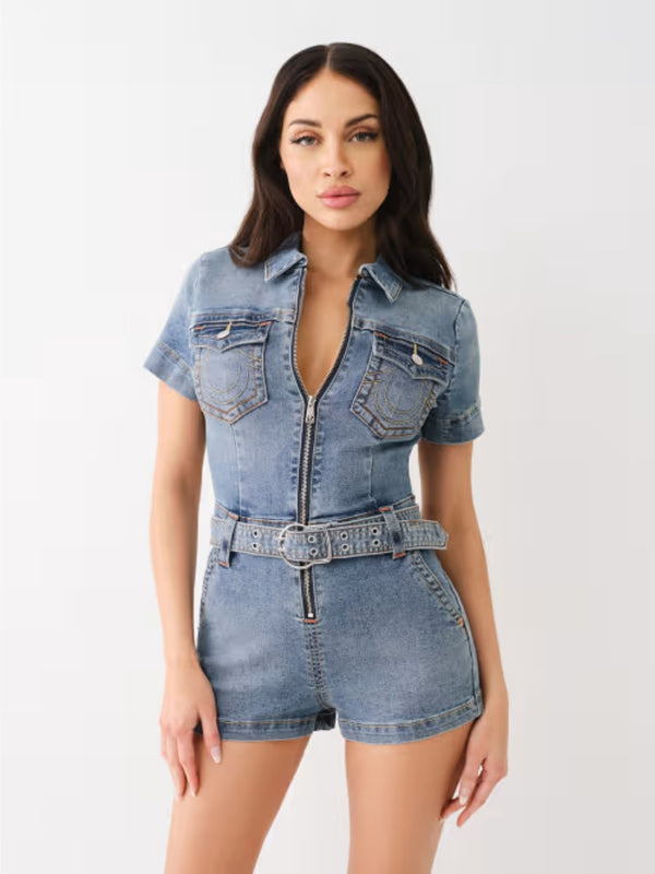 True Religion Jumpsuit Romper Flowing Cascade