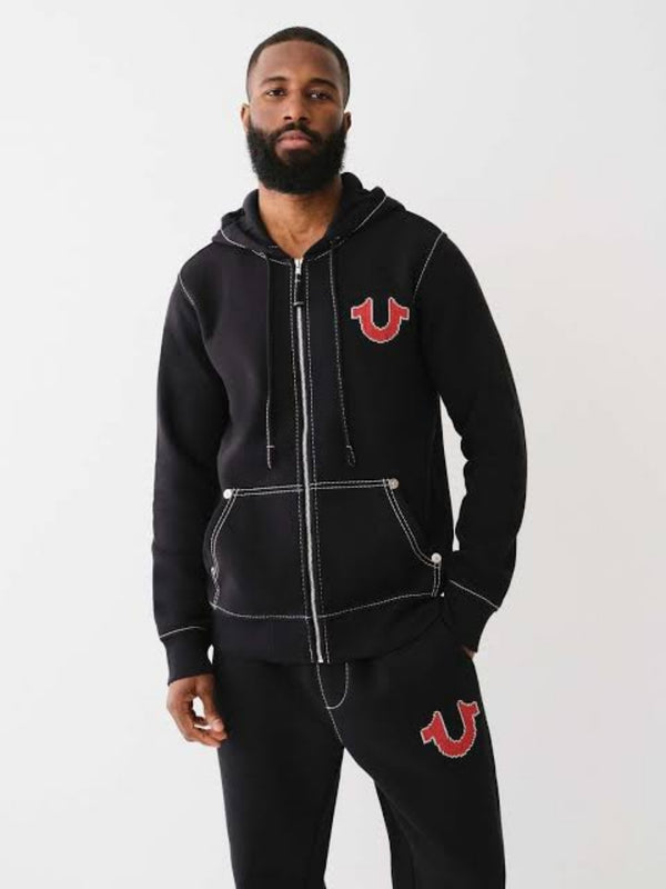 True Religion Horseshoe Jacket Logo Hood Black