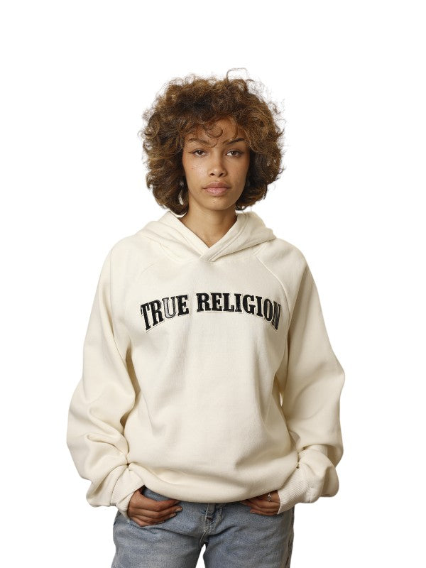 True Religion Hoodie Arched Logo Winter White