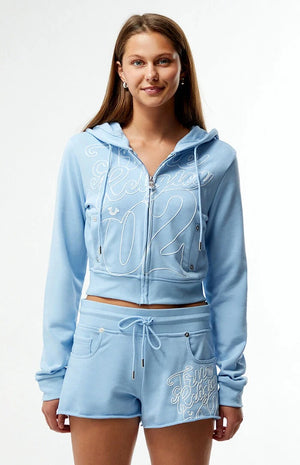 True Religion Hoodie Tr Shrunken Zip Cerulean Blue