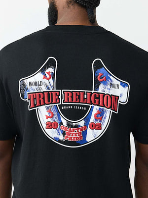 True Religion T-Shirt Abstract Denim Black