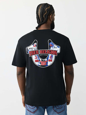 True Religion T-Shirt Abstract Denim Black